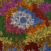 Aboriginal Artwork by Peggy Napurrurla Granites, Pirlarla Jukurrpa (Dogwood Tree Bean Dreaming), 30x30cm