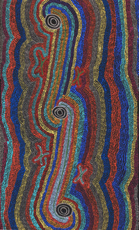 Aboriginal Artwork by Peggy Napurrurla Granites, Pirlarla Jukurrpa (Dogwood Tree Bean Dreaming), 76x46cm