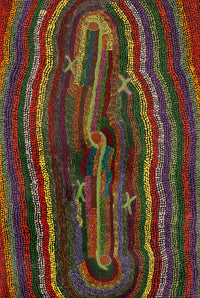 Aboriginal Artwork by Peggy Napurrurla Granites, Pirlarla Jukurrpa (Dogwood Tree Bean Dreaming), 91x61cm