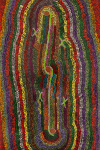 Aboriginal Artwork by Peggy Napurrurla Granites, Pirlarla Jukurrpa (Dogwood Tree Bean Dreaming), 91x61cm - ART ARK®