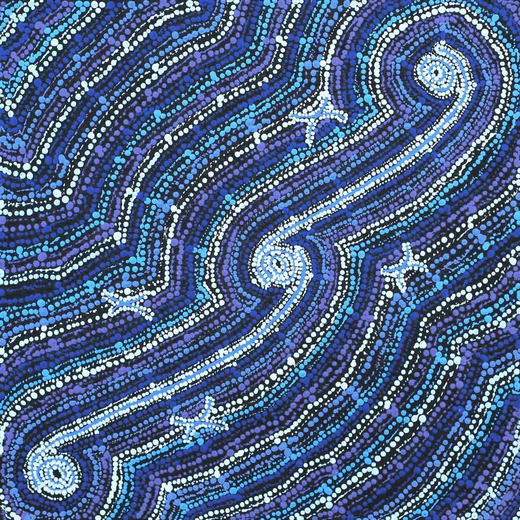 Aboriginal Artwork by Peggy Napurrurla Granites, Pirlarla Jukurrpa (Dogwood Tree Bean Dreaming), 46x46cm