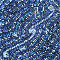Aboriginal Artwork by Peggy Napurrurla Granites, Pirlarla Jukurrpa (Dogwood Tree Bean Dreaming), 46x46cm