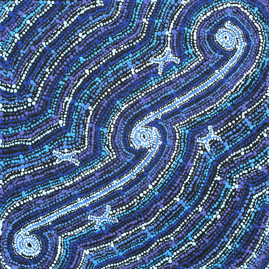 Aboriginal Artwork by Peggy Napurrurla Granites, Pirlarla Jukurrpa (Dogwood Tree Bean Dreaming), 46x46cm