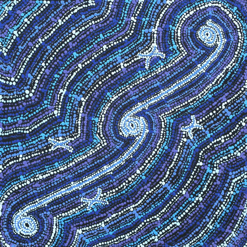 Aboriginal Artwork by Peggy Napurrurla Granites, Pirlarla Jukurrpa (Dogwood Tree Bean Dreaming), 46x46cm