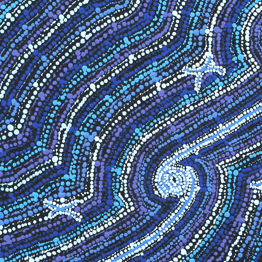 Aboriginal Artwork by Peggy Napurrurla Granites, Pirlarla Jukurrpa (Dogwood Tree Bean Dreaming), 46x46cm
