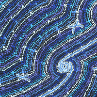 Aboriginal Artwork by Peggy Napurrurla Granites, Pirlarla Jukurrpa (Dogwood Tree Bean Dreaming), 46x46cm