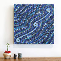 Aboriginal Artwork by Peggy Napurrurla Granites, Pirlarla Jukurrpa (Dogwood Tree Bean Dreaming), 46x46cm