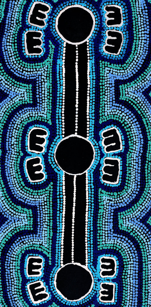 Aboriginal Artwork by Peterson Jakamarra Walker, Janganpa Jukurrpa (Brush-tail Possum Dreaming), 61x30cm