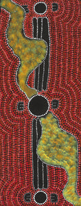 Aboriginal Artwork by Peterson Jakamarra Walker, Janganpa Jukurrpa (Brush-tail Possum Dreaming), 76x30cm - ART ARK®