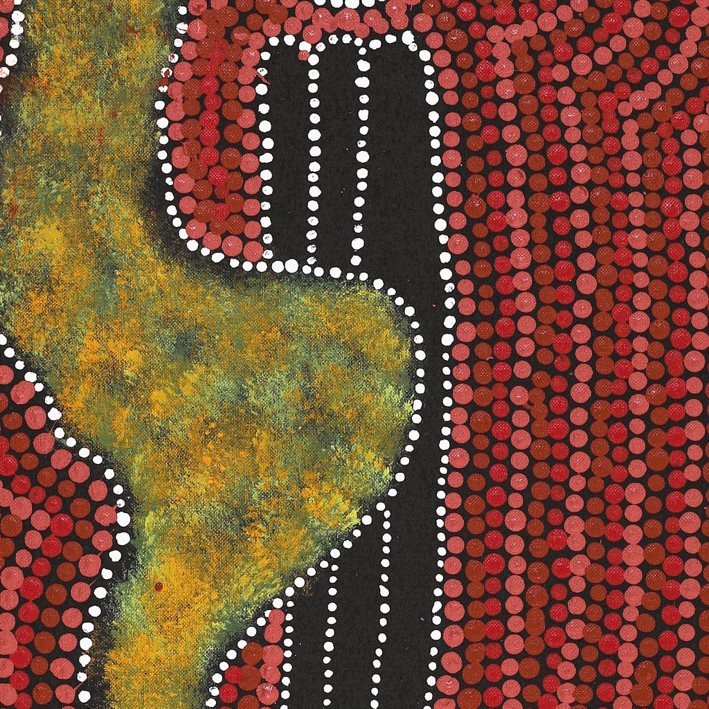 Aboriginal Artwork by Peterson Jakamarra Walker, Janganpa Jukurrpa (Brush-tail Possum Dreaming), 76x30cm