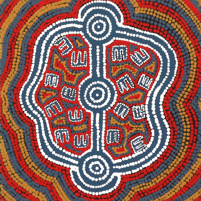 Aboriginal Artwork by Peterson Jakamarra Walker, Janganpa Jukurrpa (Brush-tail Possum Dreaming)- Mawurrji, 30x30cm