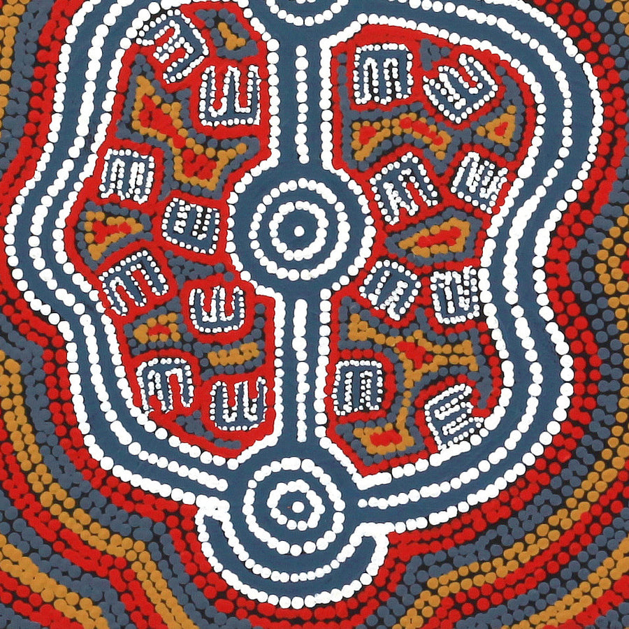 Aboriginal Artwork by Peterson Jakamarra Walker, Janganpa Jukurrpa (Brush-tail Possum Dreaming)- Mawurrji, 30x30cm