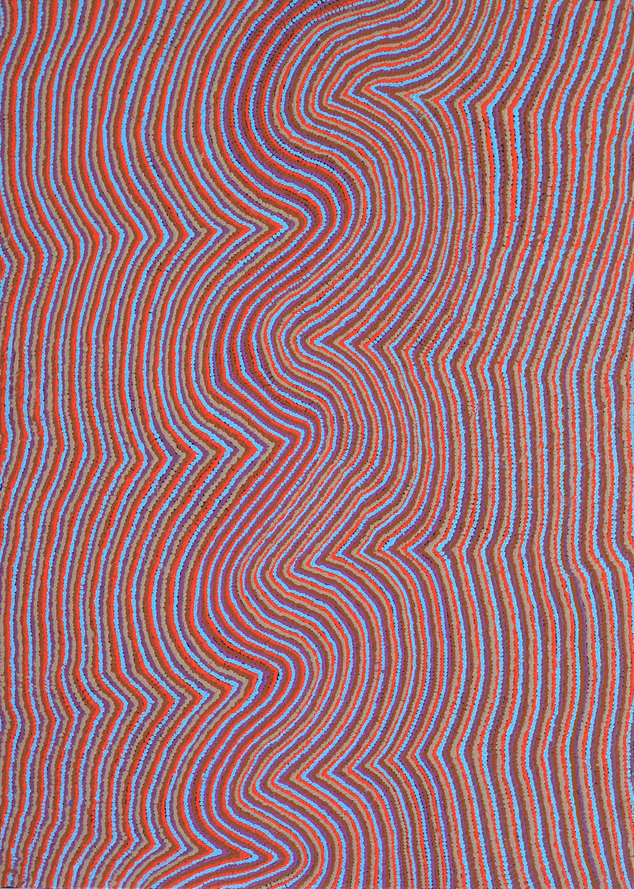 Aboriginal Artwork by Phyliss Napurrurla Williams, Ngapa Jukurrpa (Water Dreaming) - Pirlinyarnu, 107x76cm