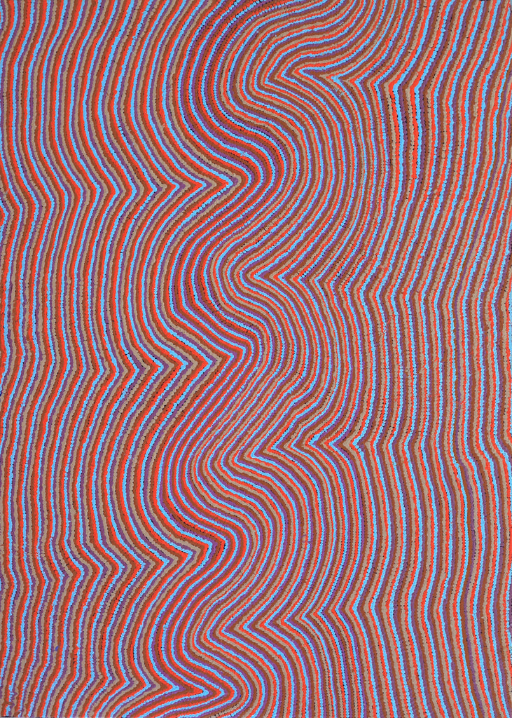 Aboriginal Artwork by Phyliss Napurrurla Williams, Ngapa Jukurrpa (Water Dreaming) - Pirlinyarnu, 107x76cm