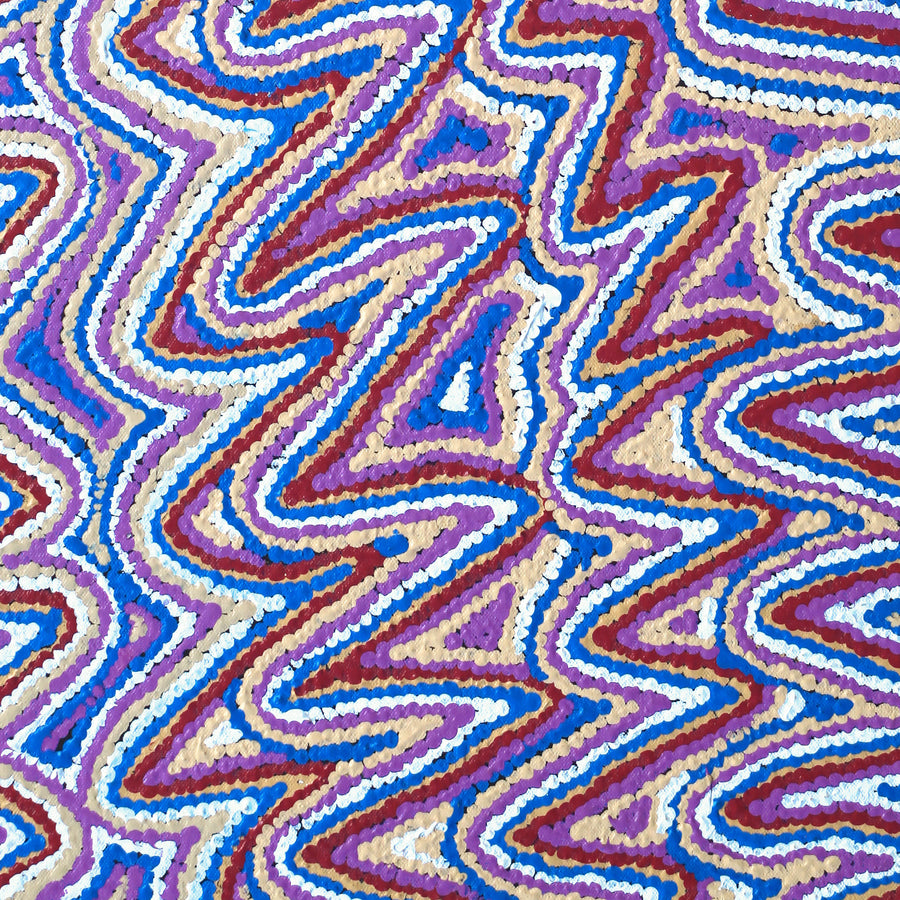Aboriginal Artwork by Phyliss Napurrurla Williams, Ngapa Jukurrpa (Water Dreaming) - Pirlinyarnu, 61x46cm