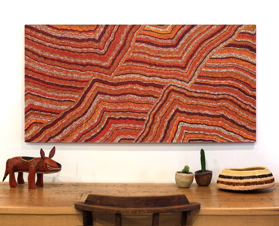 Aboriginal Artwork by Polly Anne Napangardi Dixon, Mina Mina Dreaming - Ngalyipi, 122x61cm