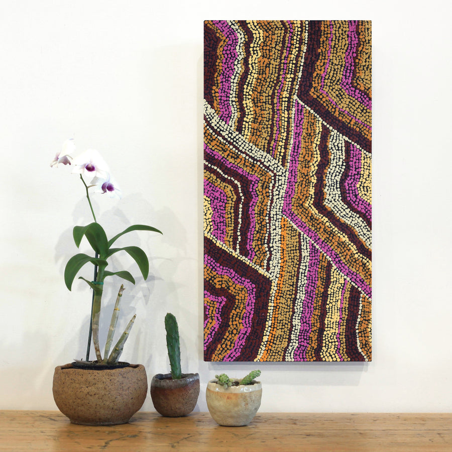Aboriginal Artwork by Polly Anne Napangardi Dixon, Mina Mina Dreaming - Ngalyipi, 61x30cm