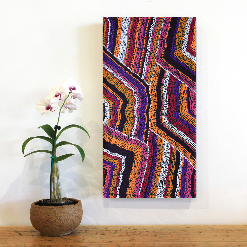 Aboriginal Artwork by Polly Anne Napangardi Dixon, Mina Mina Dreaming - Ngalyipi, 61x30cm