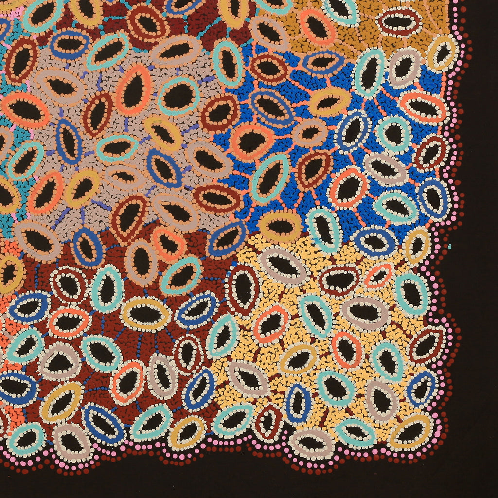 Aboriginal Artwork by Priscilla Nangala Robertson, Ngapa Jukurrpa (Water Dreaming) - Puyurru, 91x91cm