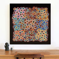 Aboriginal Artwork by Priscilla Nangala Robertson, Ngapa Jukurrpa (Water Dreaming) - Puyurru, 91x91cm