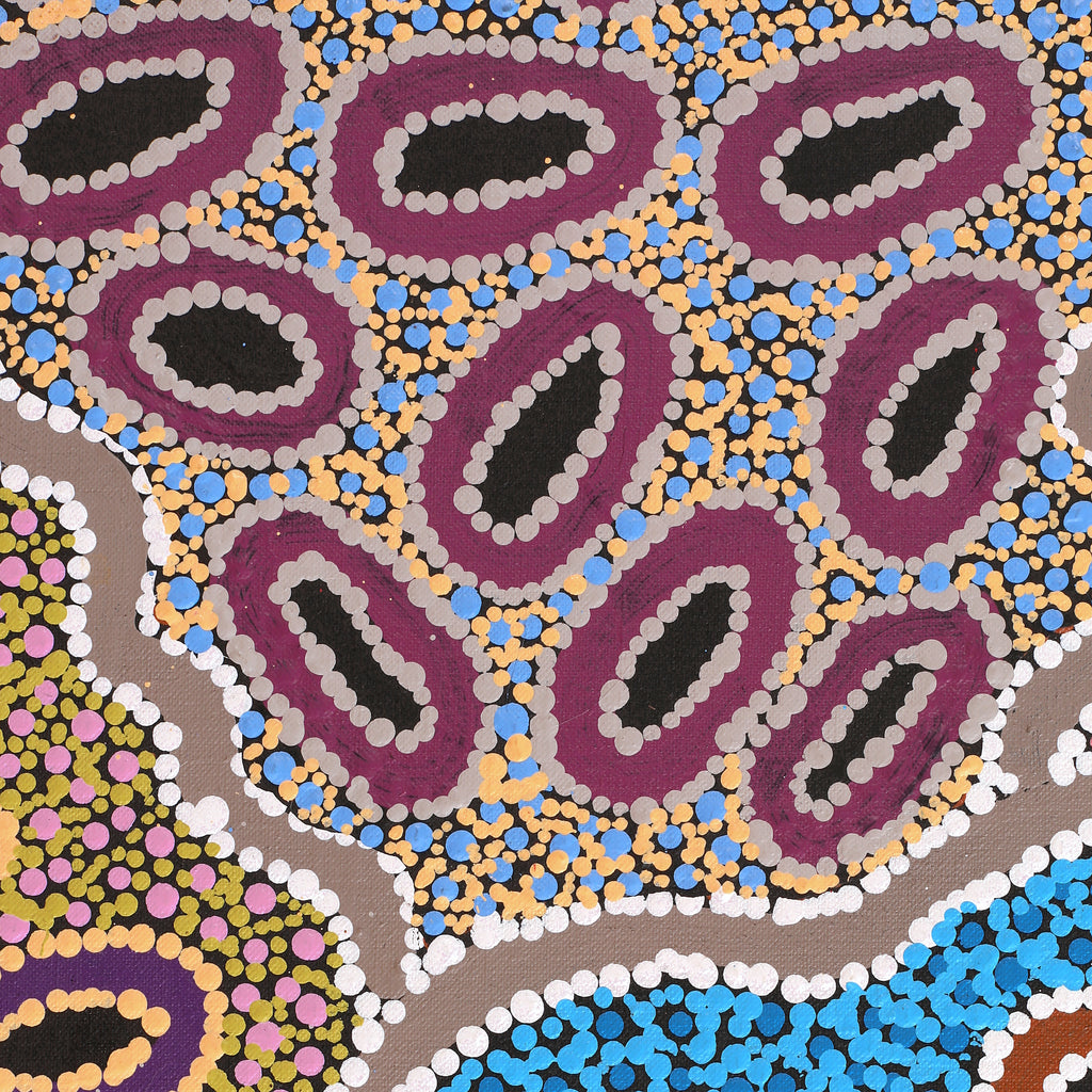 Aboriginal Artwork by Priscilla Nangala Robertson, Ngapa Jukurrpa (Water Dreaming) - Puyurru, 122x107cm