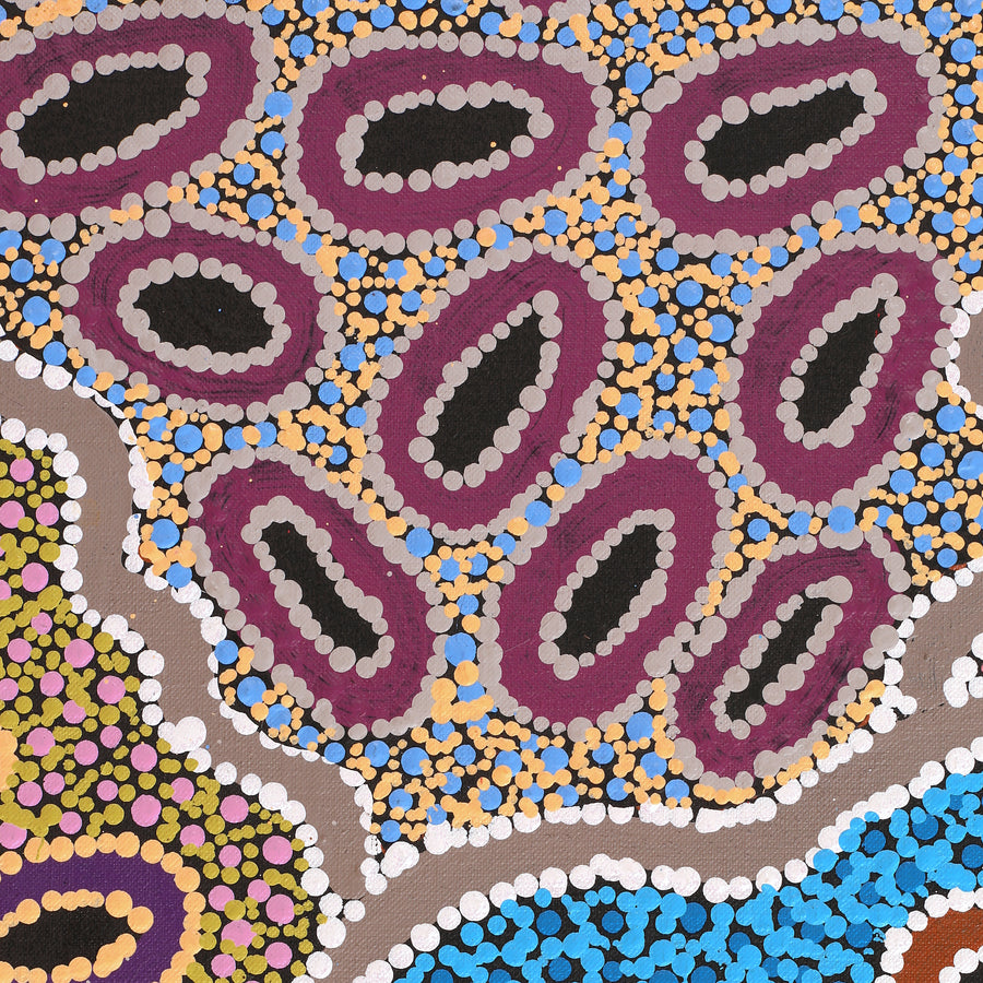Aboriginal Artwork by Priscilla Nangala Robertson, Ngapa Jukurrpa (Water Dreaming) - Puyurru, 122x107cm