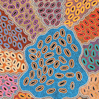 Aboriginal Artwork by Priscilla Nangala Robertson, Ngapa Jukurrpa (Water Dreaming) - Puyurru, 122x107cm