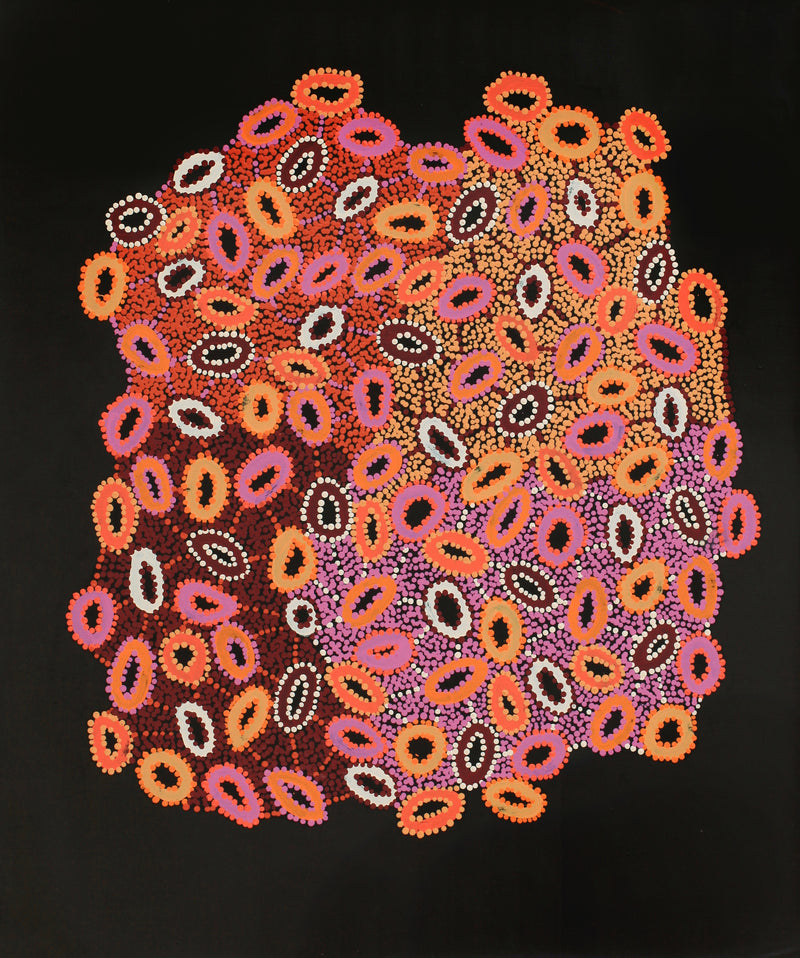 Aboriginal Artwork by Priscilla Nangala Robertson, Ngapa Jukurrpa (Water Dreaming) - Puyurru, 91x76cm