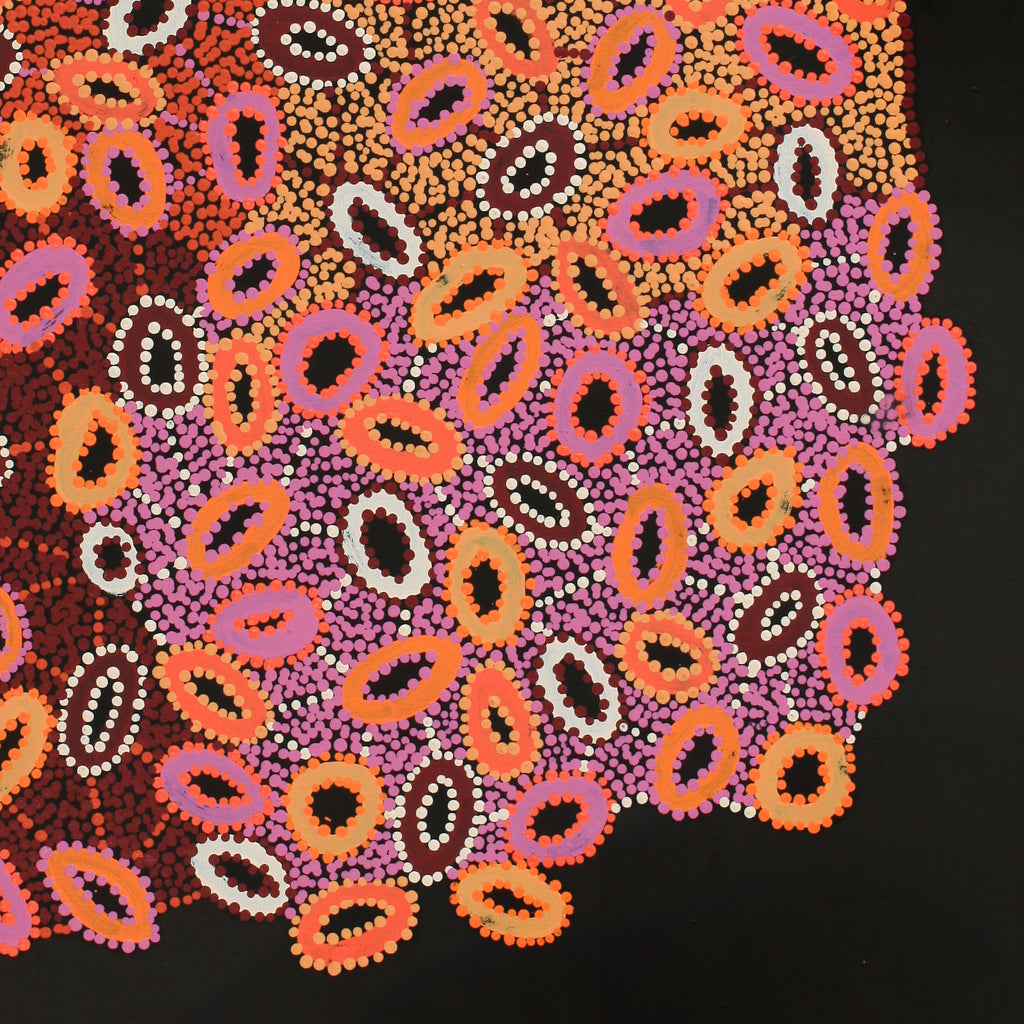 Aboriginal Artwork by Priscilla Nangala Robertson, Ngapa Jukurrpa (Water Dreaming) - Puyurru, 91x76cm