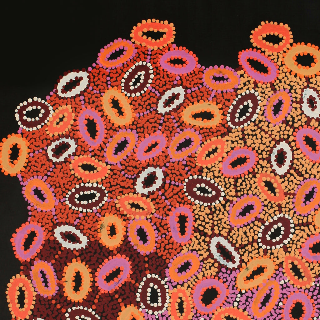 Aboriginal Artwork by Priscilla Nangala Robertson, Ngapa Jukurrpa (Water Dreaming) - Puyurru, 91x76cm