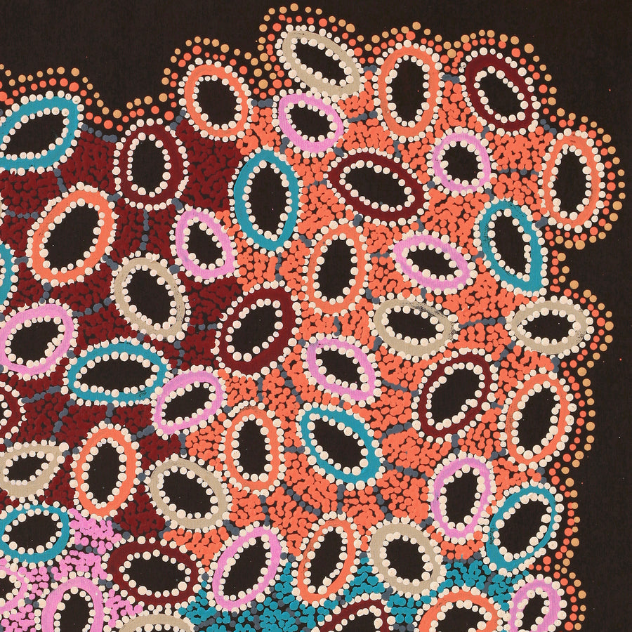Aboriginal Artwork by Priscilla Nangala Robertson, Ngapa Jukurrpa (Water Dreaming) - Puyurru, 91x76cm