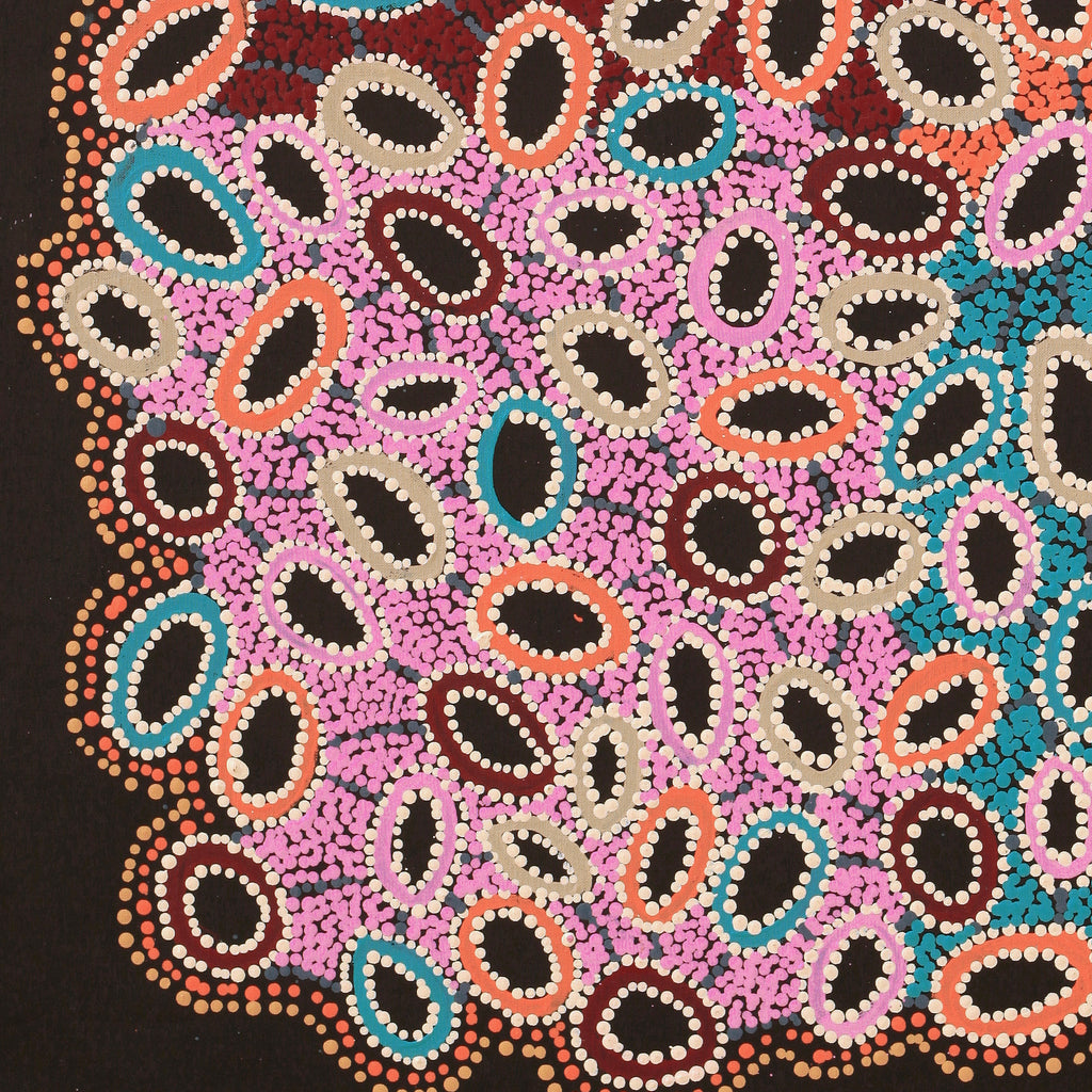 Aboriginal Artwork by Priscilla Nangala Robertson, Ngapa Jukurrpa (Water Dreaming) - Puyurru, 91x76cm