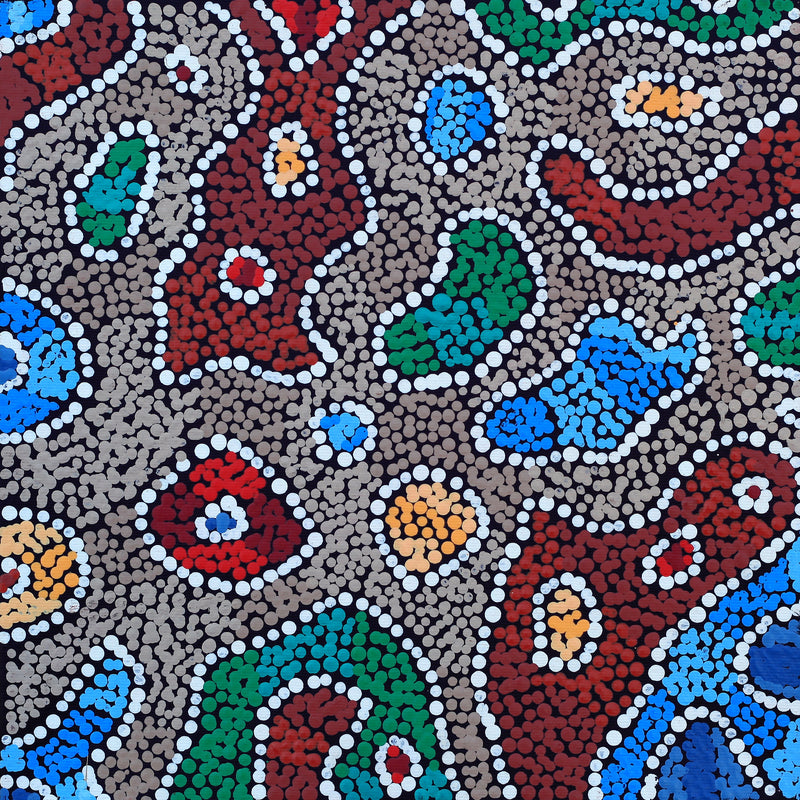 Aboriginal Artwork by Priscilla Napurrurla Herbert, Lukarrara Jukurrpa, 30x30cm