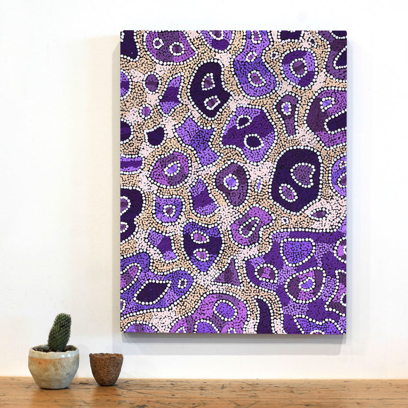 Aboriginal Artwork by Priscilla Napurrurla Herbert, Lukarrara Jukurrpa, 61x46cm