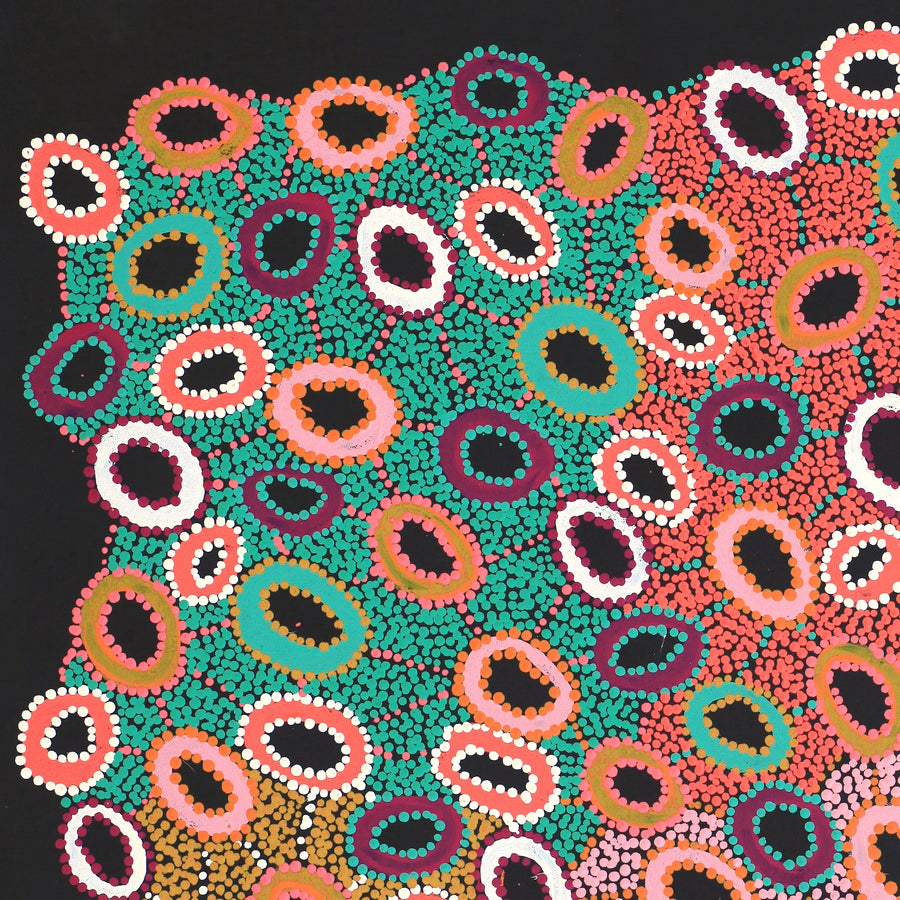 Aboriginal Artwork by Priscilla Nangala Robertson, Ngapa Jukurrpa (Water Dreaming) - Puyurru, 76x61cm