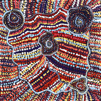 Aboriginal Artwork by Priscilla Nangala Robertson, Ngapa Jukurrpa (Water Dreaming) - Puyurru, 30x30cm