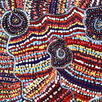 Aboriginal Artwork by Priscilla Nangala Robertson, Ngapa Jukurrpa (Water Dreaming) - Puyurru, 30x30cm