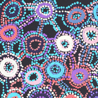 Aboriginal Artwork by Priscilla Nangala Robertson, Ngapa Jukurrpa (Water Dreaming) - Puyurru, 30x30cm
