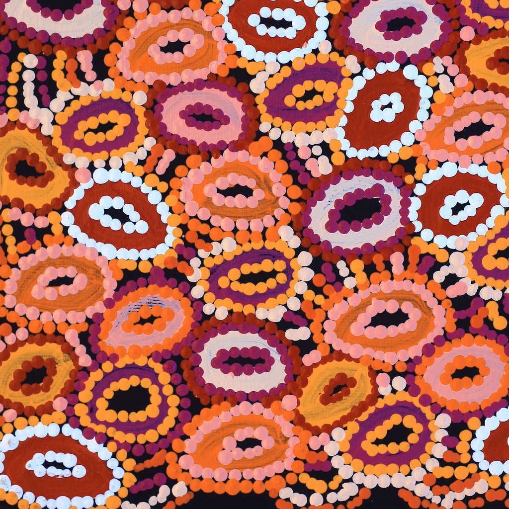 Aboriginal Artwork by Priscilla Nangala Robertson, Ngapa Jukurrpa (Water Dreaming) - Puyurru, 30x30cm