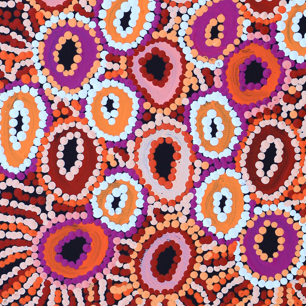 Aboriginal Artwork by Priscilla Nangala Robertson, Ngapa Jukurrpa (Water Dreaming) - Puyurru, 30x30cm