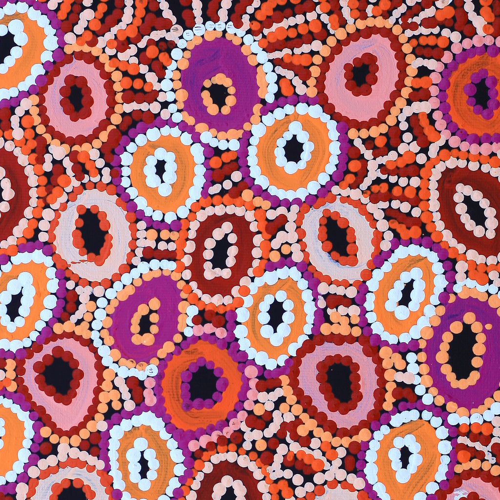Aboriginal Artwork by Priscilla Nangala Robertson, Ngapa Jukurrpa (Water Dreaming) - Puyurru, 30x30cm