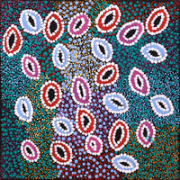 Aboriginal Artwork by Priscilla Nangala Robertson, Ngapa Jukurrpa (Water Dreaming) - Puyurru, 30x30cm