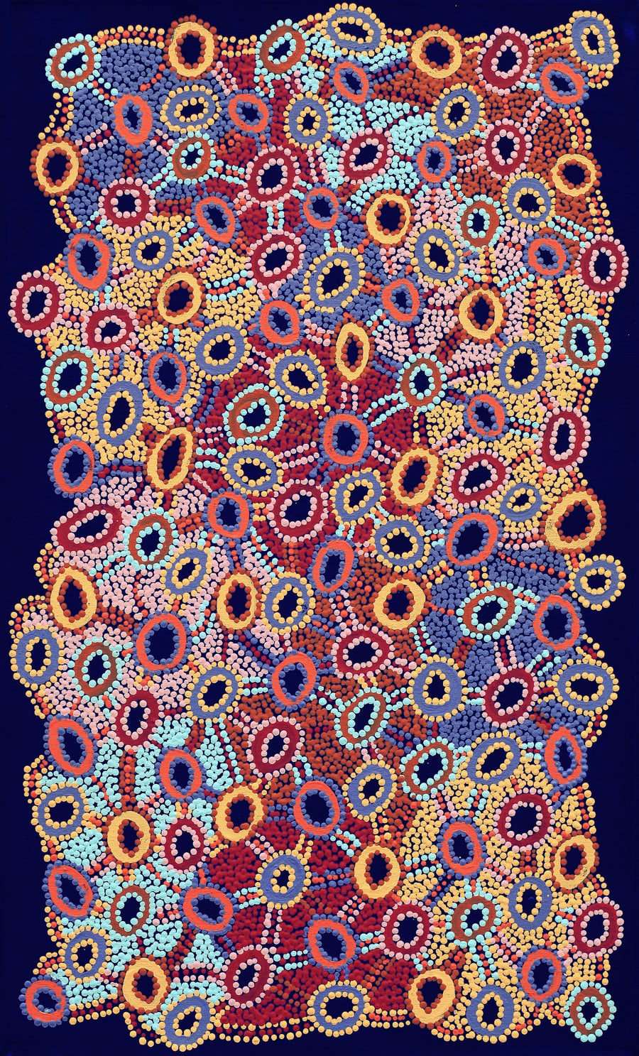 Aboriginal Artwork by Priscilla Nangala Robertson, Ngapa Jukurrpa (Water Dreaming) - Puyurru, 76x46cm