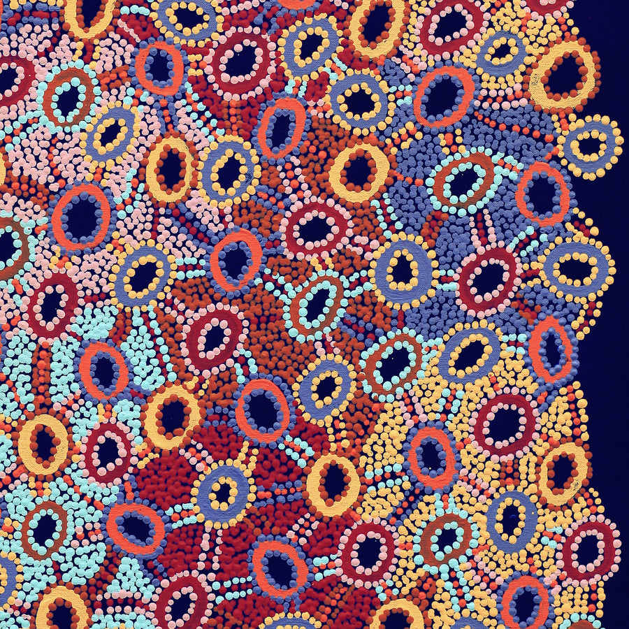 Aboriginal Artwork by Priscilla Nangala Robertson, Ngapa Jukurrpa (Water Dreaming) - Puyurru, 76x46cm