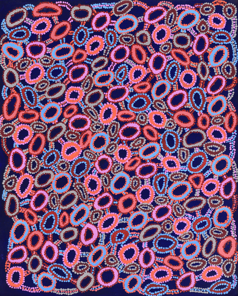 Aboriginal Artwork by Priscilla Nangala Robertson, Ngapa Jukurrpa (Water Dreaming) - Puyurru, 76x61cm