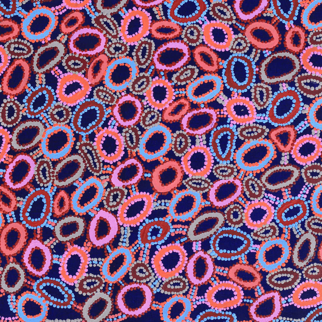 Aboriginal Artwork by Priscilla Nangala Robertson, Ngapa Jukurrpa (Water Dreaming) - Puyurru, 76x61cm