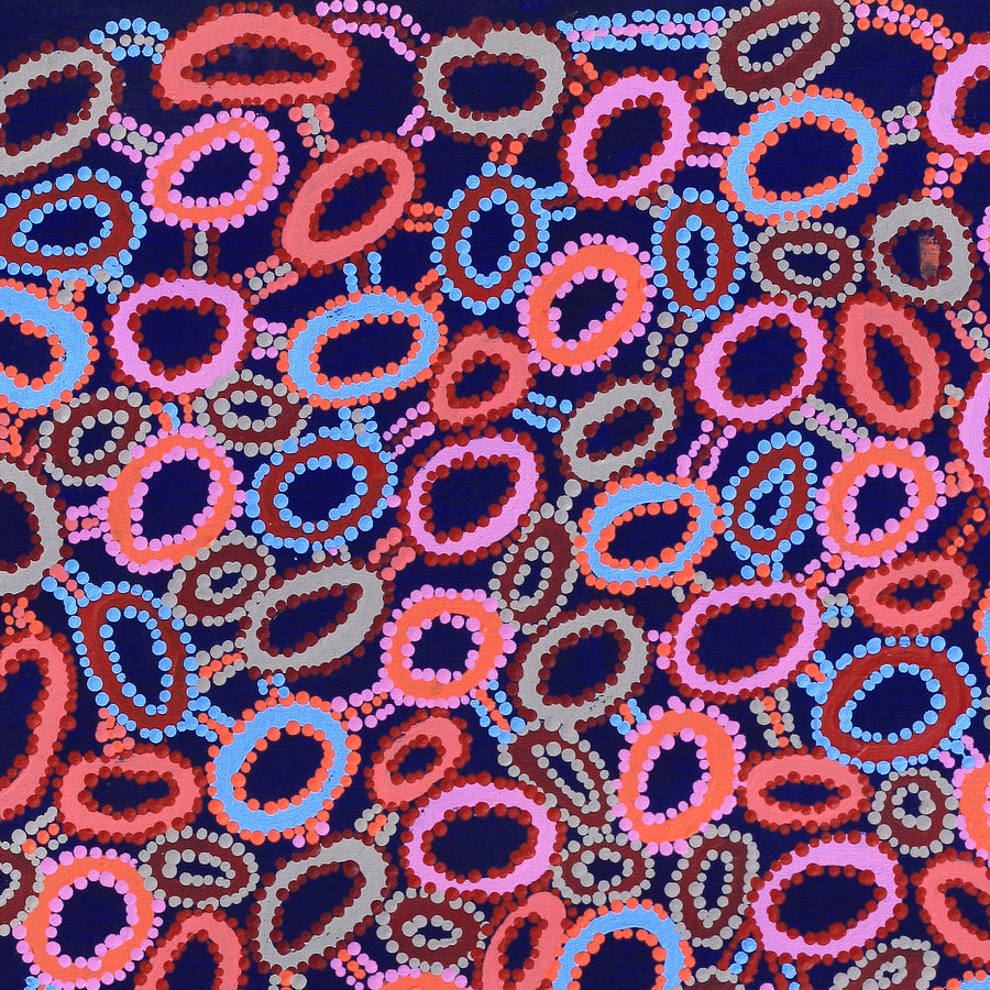 Aboriginal Artwork by Priscilla Nangala Robertson, Ngapa Jukurrpa (Water Dreaming) - Puyurru, 76x61cm