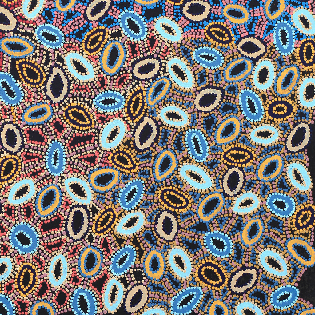 Aboriginal Artwork by Priscilla Nangala Robertson, Ngapa Jukurrpa (Water Dreaming) - Puyurru, 91x91cm - ART ARK®