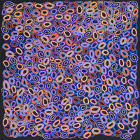Aboriginal Artwork by Priscilla Nangala Robertson, Ngapa Jukurrpa (Water Dreaming) - Puyurru, 91x91cm