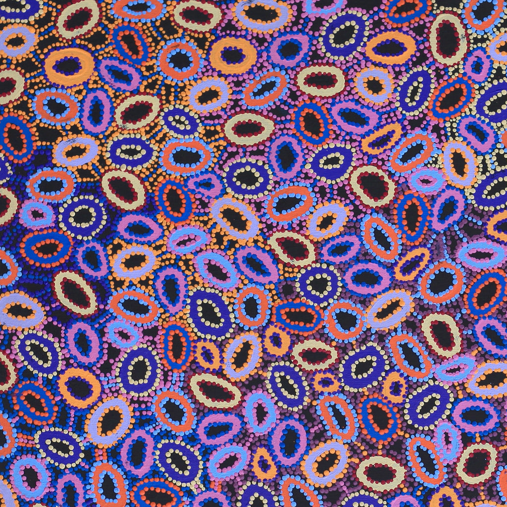 Aboriginal Artwork by Priscilla Nangala Robertson, Ngapa Jukurrpa (Water Dreaming) - Puyurru, 91x91cm